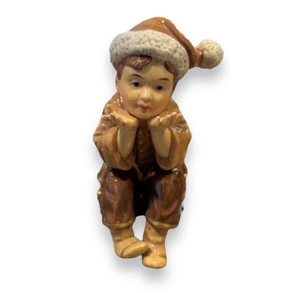 2002 Sam's Club Porcelain Santa Scene Boy On Stool Replacement Piece Noel Xmas - Picture 1 of 4